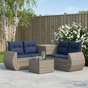 Set di divani 6 pz Grigio e Blu Navy Rattan sintetico e Acciaio 3447513