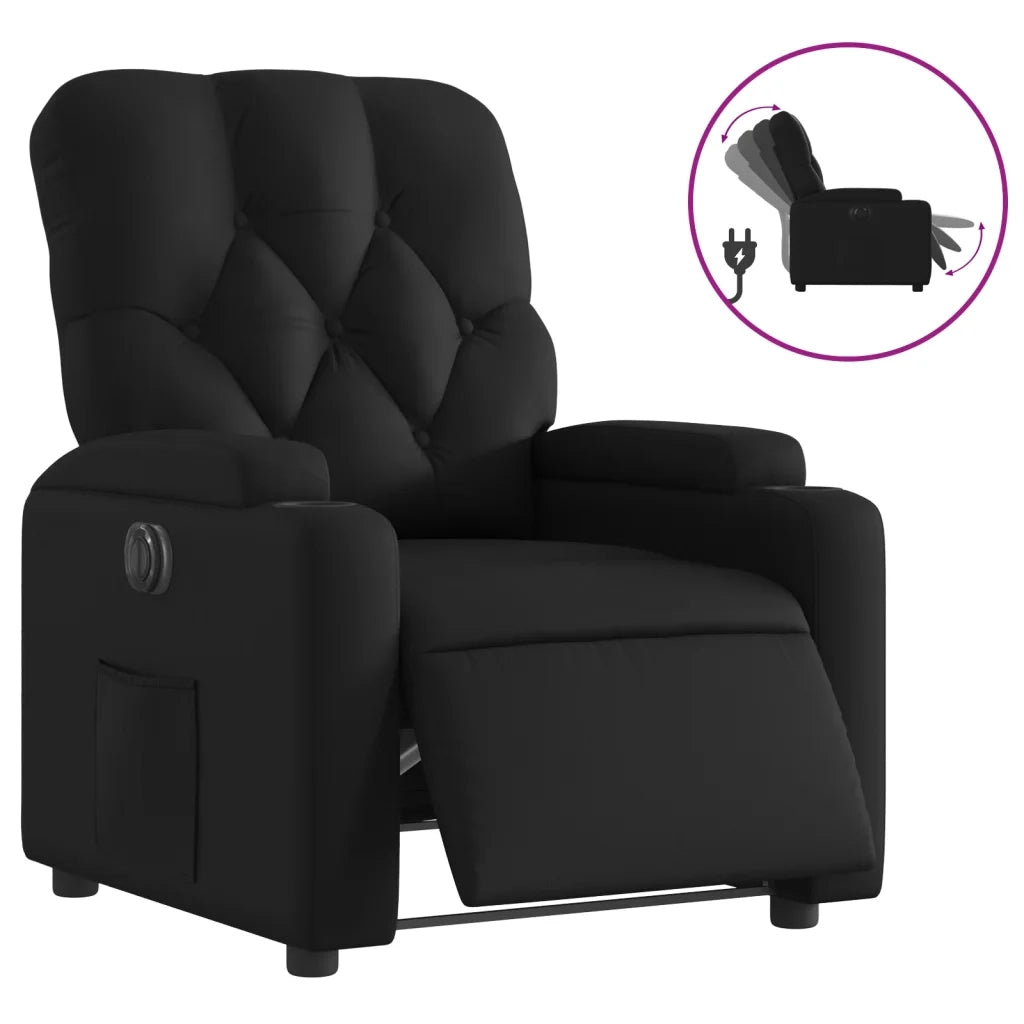 Divano Sedia-Poltrona Reclinabile Elettrica Nera in Similpelle 884073
