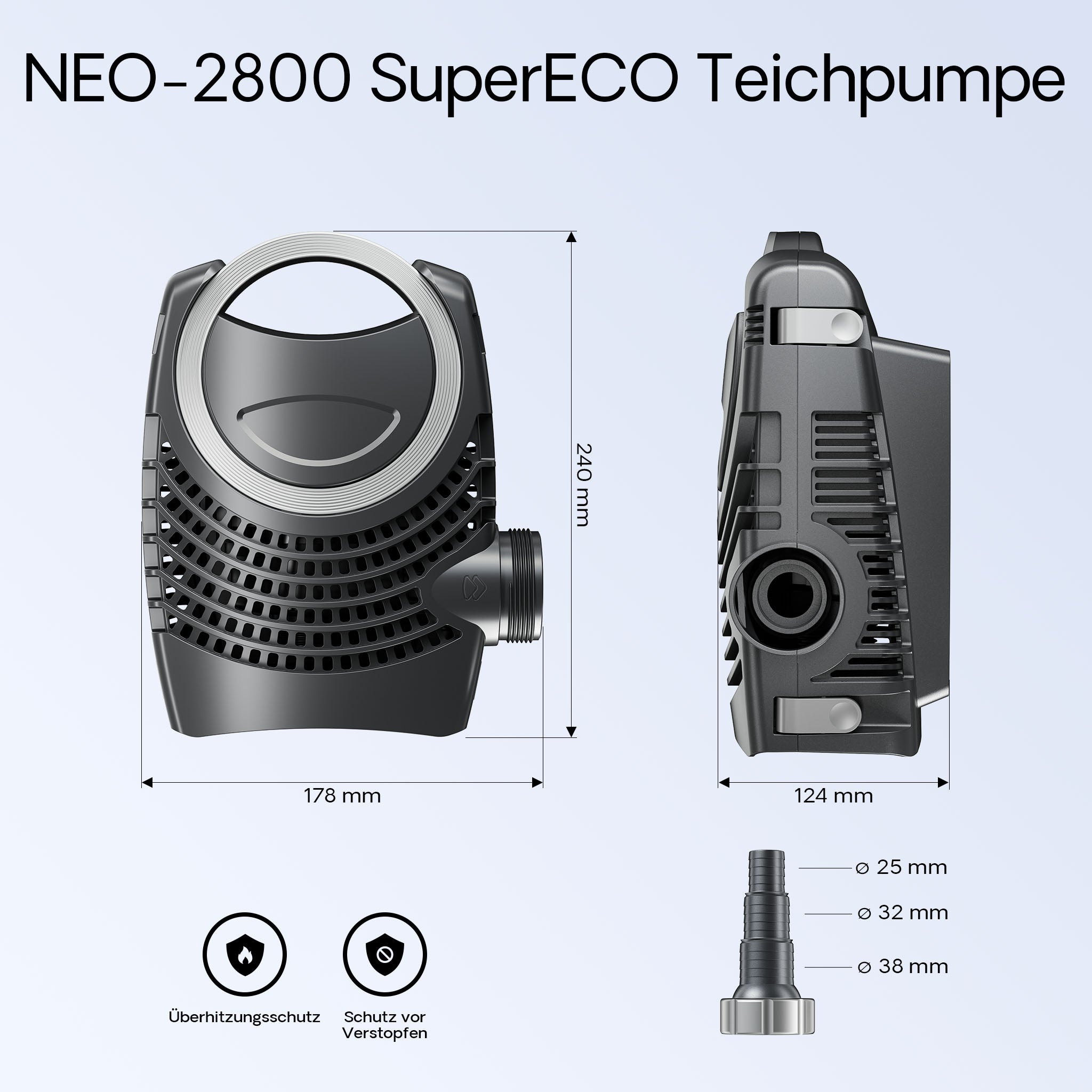 Set filtrante per laghetto CPF-2500 fino a 6000l UVC 11W Pompa NEO2800 Tubo