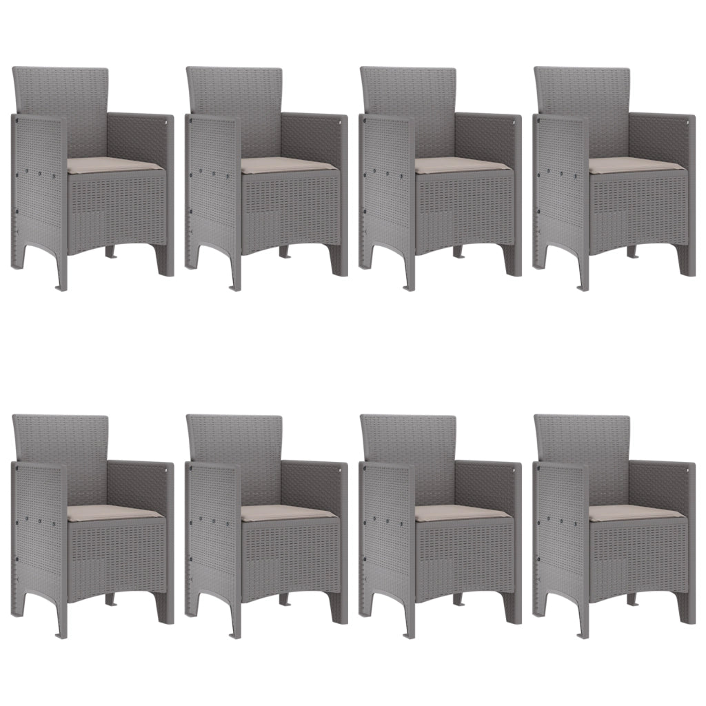 Set da Pranzo da Giardino 9 Pezzi con Cuscini Grigio Chiaro in Rattan Sintetico