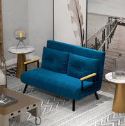 Poltrona letto pieghevole in velluto blu con schienale reclinabile