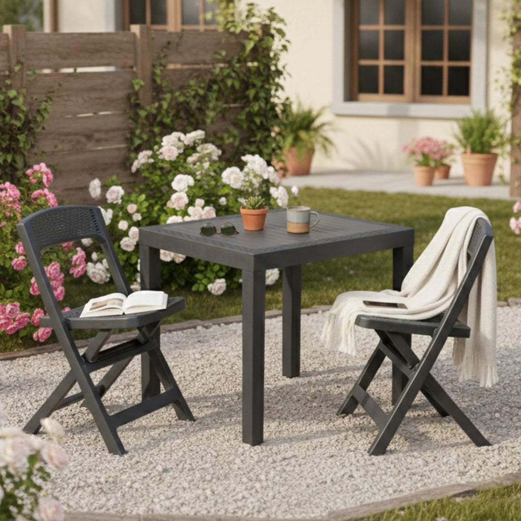 Salottino Outdoor Corinth, set Salotto da Esterno 2 Posti Made in Italy, Nero Antracite