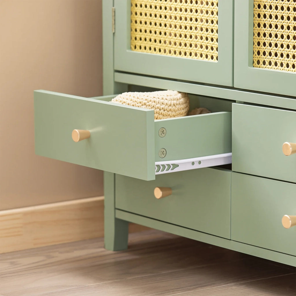 Scarpiera da ingresso, Mobile da cucina, Credenza con ante a traliccio, Mobiletto cassettiera, Verde, 70x34x90cm FSB72-GR SoBuy