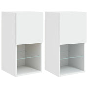 Mobili TV con Luci LED 2pz | Armadietto TV | Mobile Porta TV Bianchi 30,5x30x60 cm