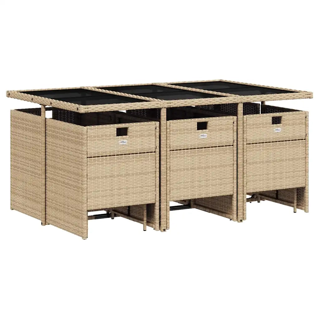 Set Pranzo da Giardino 11 pz con Cuscini Beige Misto Polyrattan 3210612