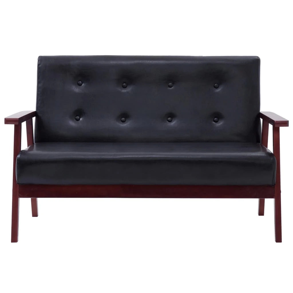 Set di divani in similpelle nera da 3 pezzi 02_0019078