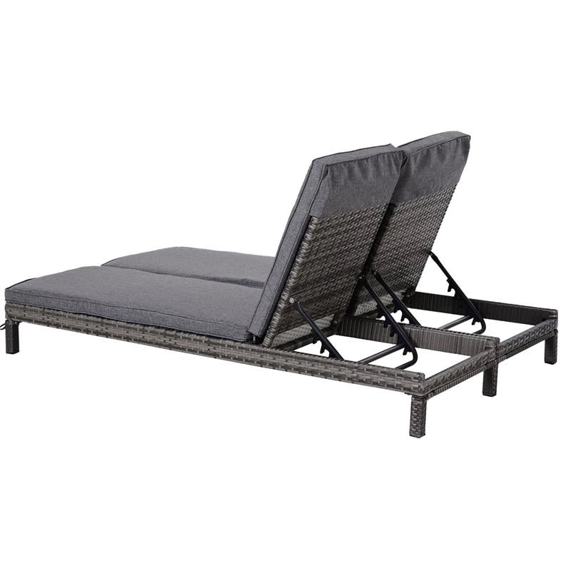 LETTINO PRENDISOLE A 2 POSTI E RATTAN CON MATERASSINO 195 X 120 X 28 CM GRIGIO