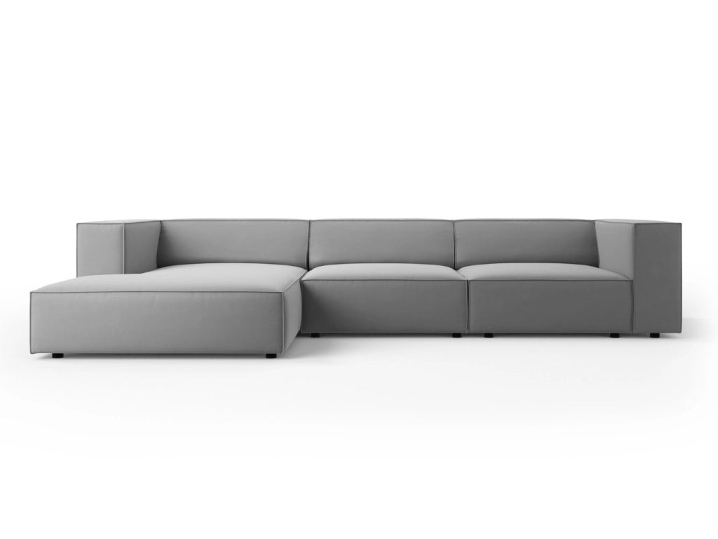 Cosmopolitan Design - Divano angolare sinistro "Arendal" 4 posti in velluto grigio chiaro 