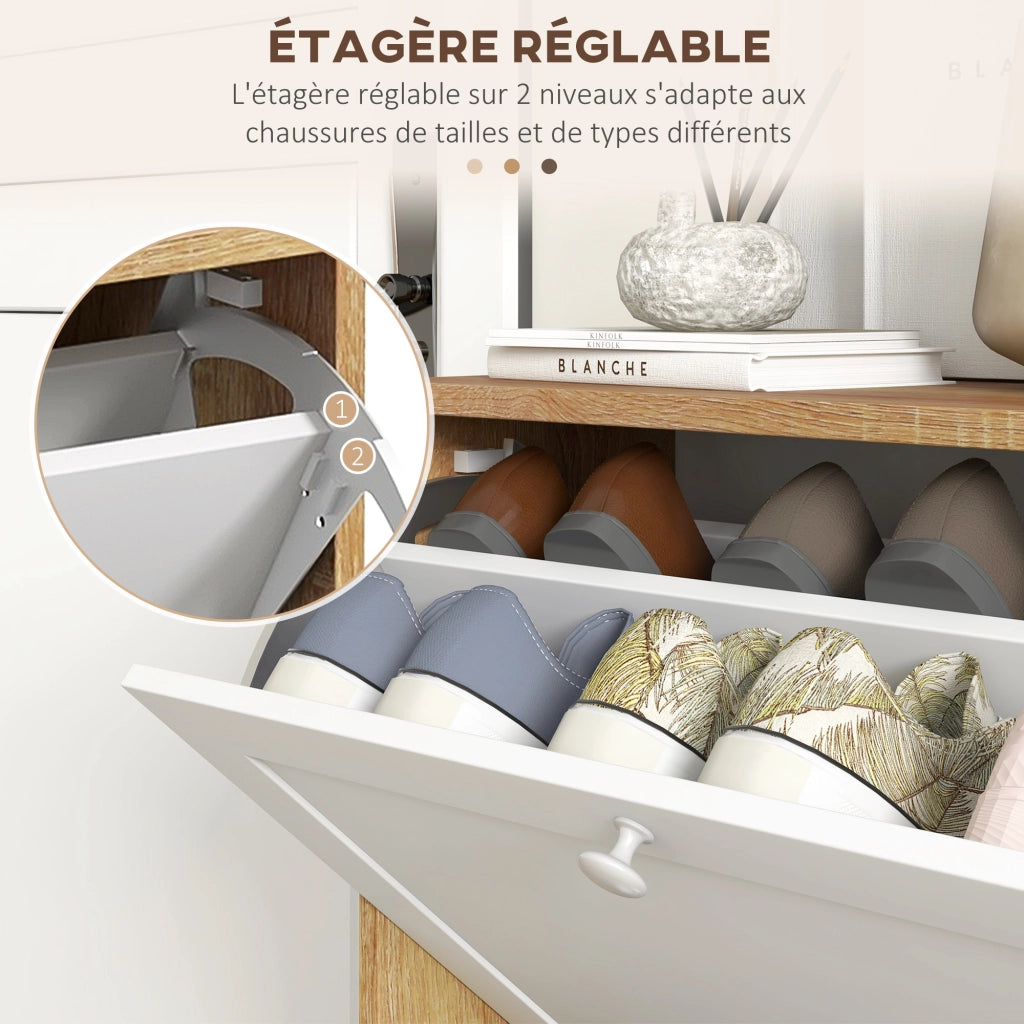 Armadio per scarpe 12 paia ¨C zephmum ¨C bianco 60x24.5x75.5cm