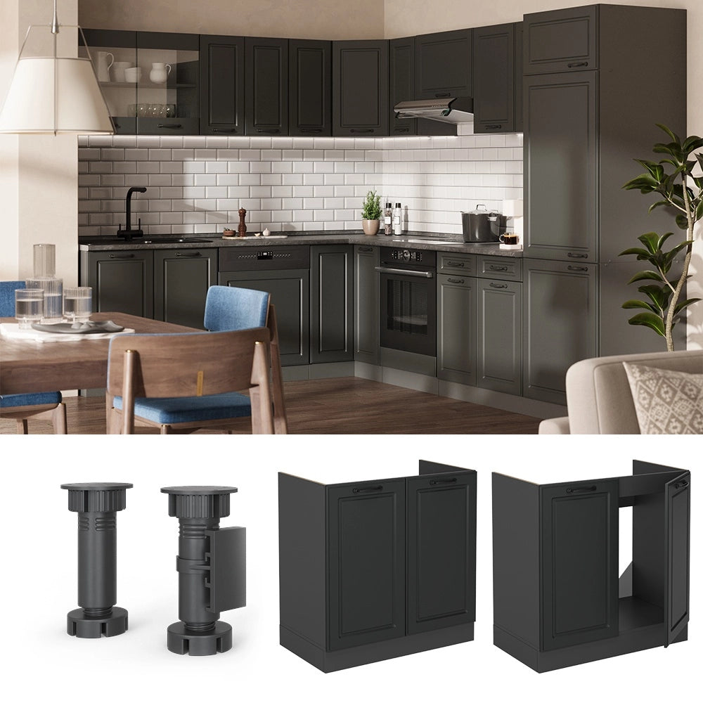 Mobile lavello cucina R-Line Antracite rustico/Antracite 80 cm senza piano di lavoro Vicco