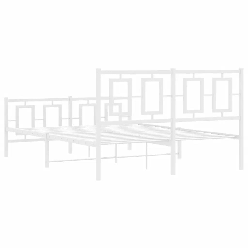 Giroletto con Testiera e Pediera Metallo Bianco 135x190 cm