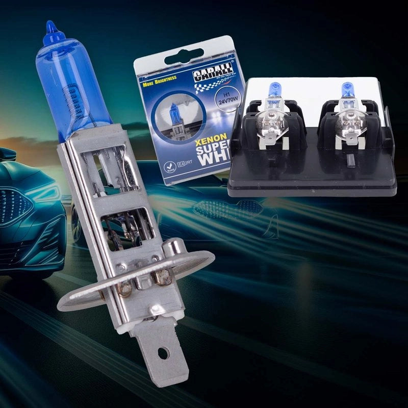 Coppia 2 Lampade H1 24V 70W P14,5s Effetto Xenon Bianco Per Camion e Veicoli Commerciali