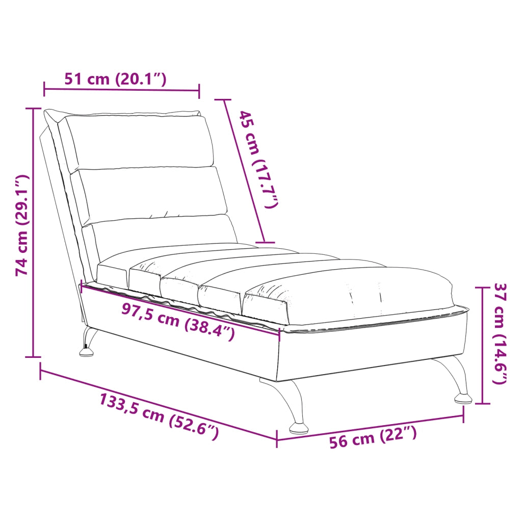 Chaise Longue con Cuscini Grigio Chiaro in Tessuto CFW4389696