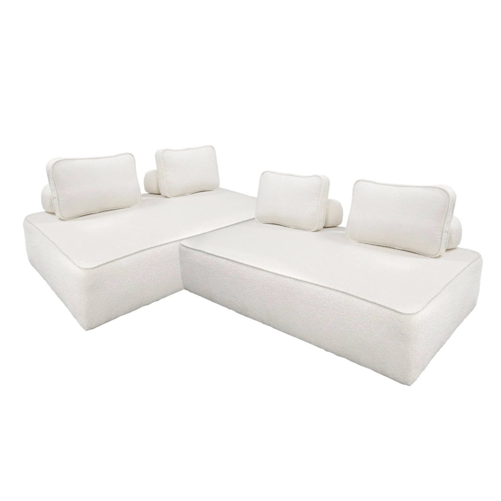 Divano modulare in bouclé, 4 posti, crema