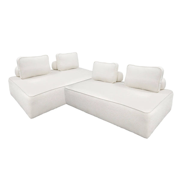 Divano modulare in bouclé, 4 posti, crema