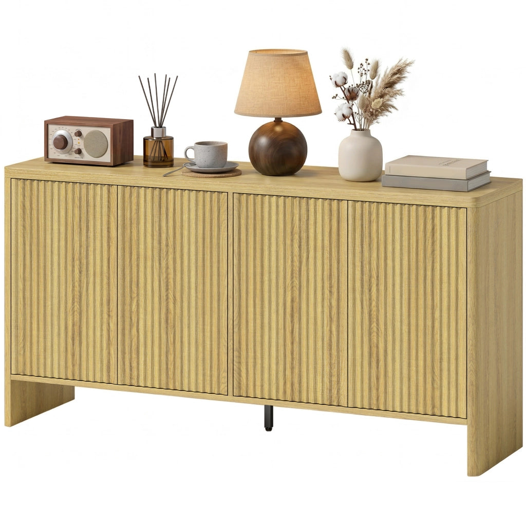 Mobile buffet con 4 ante ¨C Xylo ¨C Legno rovere, ripiani regolabili, 147x40x77cm