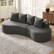 DIVANO 240x109x60 cm in lino grigio scuro con 4 cuscini