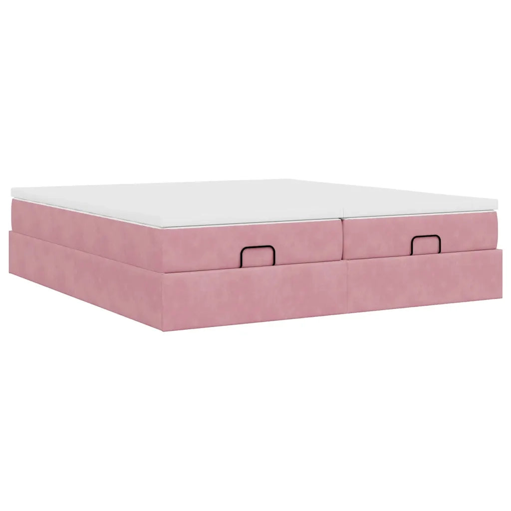 Struttura Letto Pouf con Materassi Rosa 180x200 cm Velluto 3311266