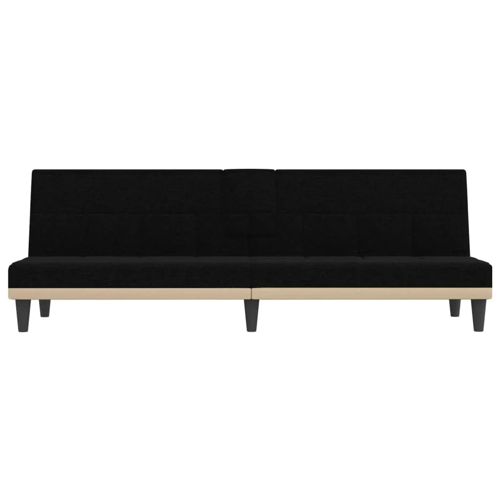 Divano letto con portabicchieri 200 x 89 x 70 cm tessuto nero 02_0019258