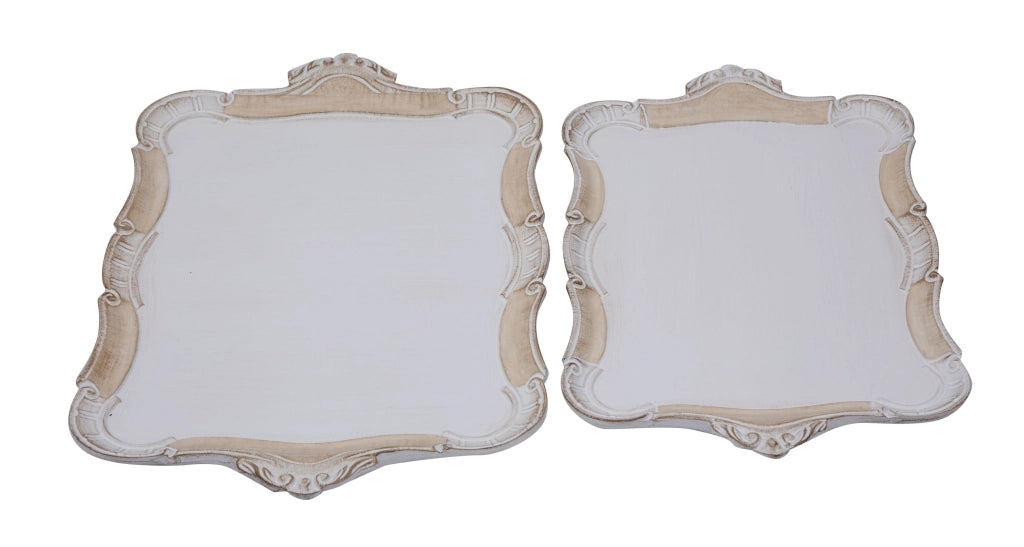 Biscottini SET DUE VASSOI IN LEGNO FIORENTINI decorati incisi mano Offerta Speciale