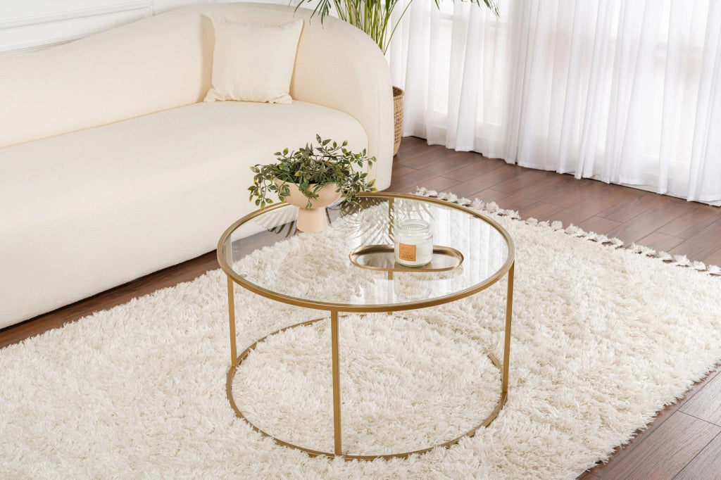Tavolo basso in metallo "Aurum" - 80 x 80 x 43 cm - O trasparente