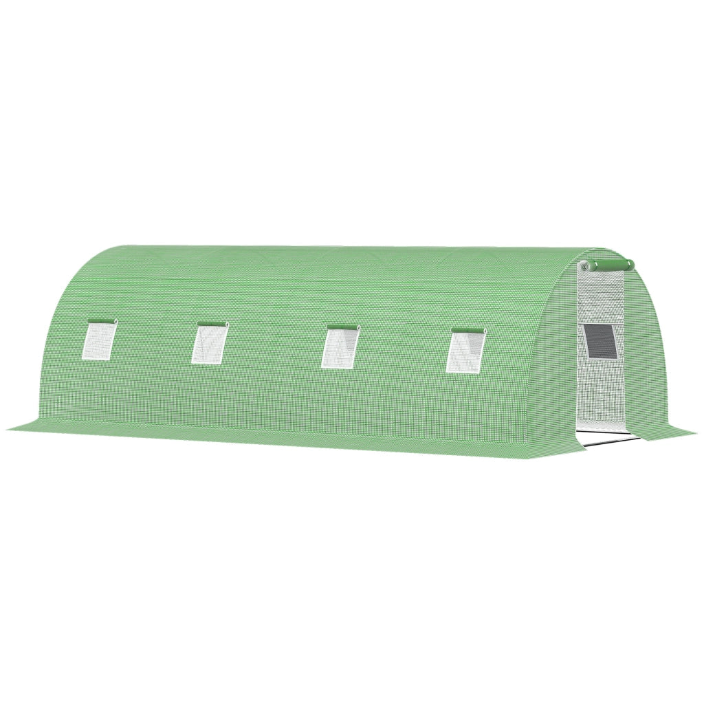Serra a tunnel begehbar 600 x 300 x 200 cm con finestra e porta avvolgibili, struttura in acciaio, verde