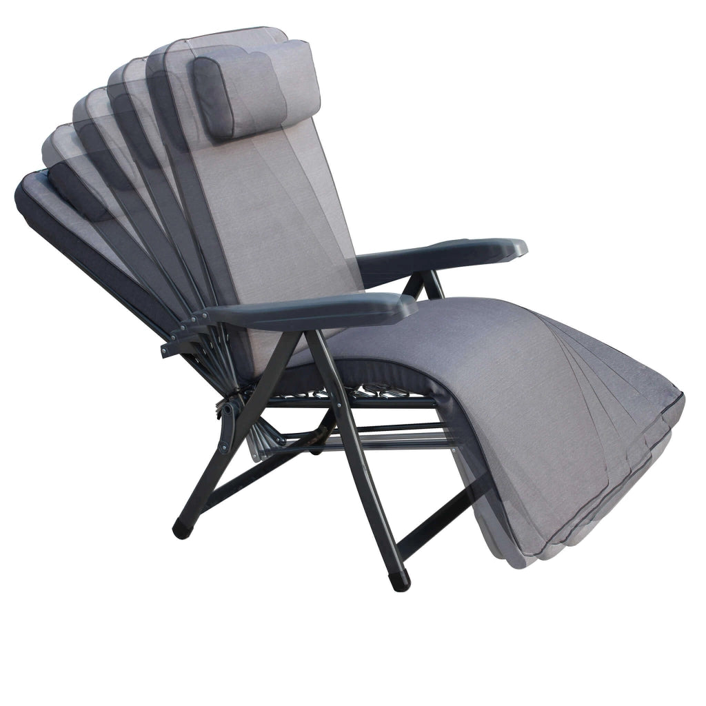 Poltrona Sdraio relax reclinabile in Tessuto Acciaio cm 155x60x60 - MORTY