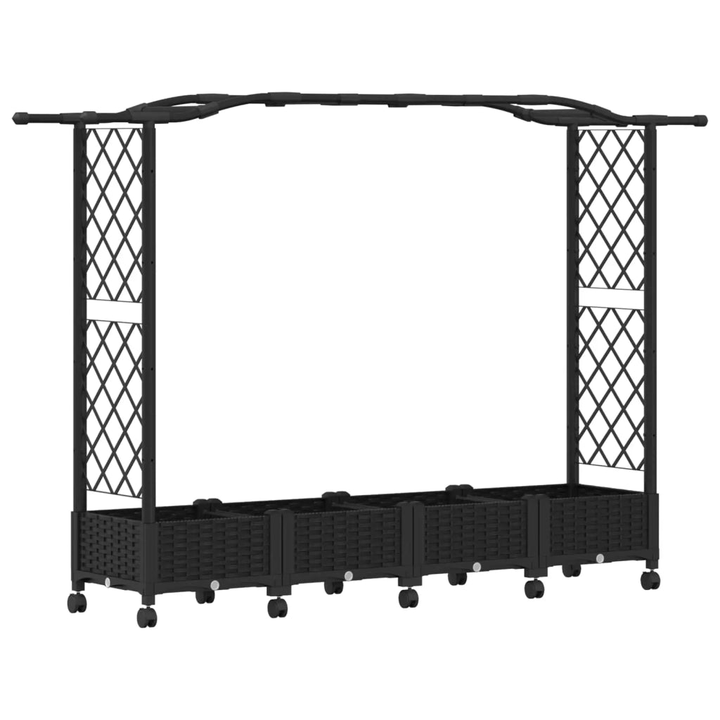 Letto Rialzato con Griglia e Tetto Nero 207 x 40 x 129 cm PP 3423149