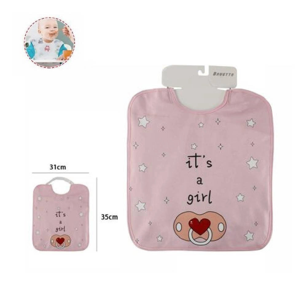 Trade Shop - Bavetto Bavaglino Neonato Pappa Allattamento Bambina "it's A Girl" 68337 Rosa -