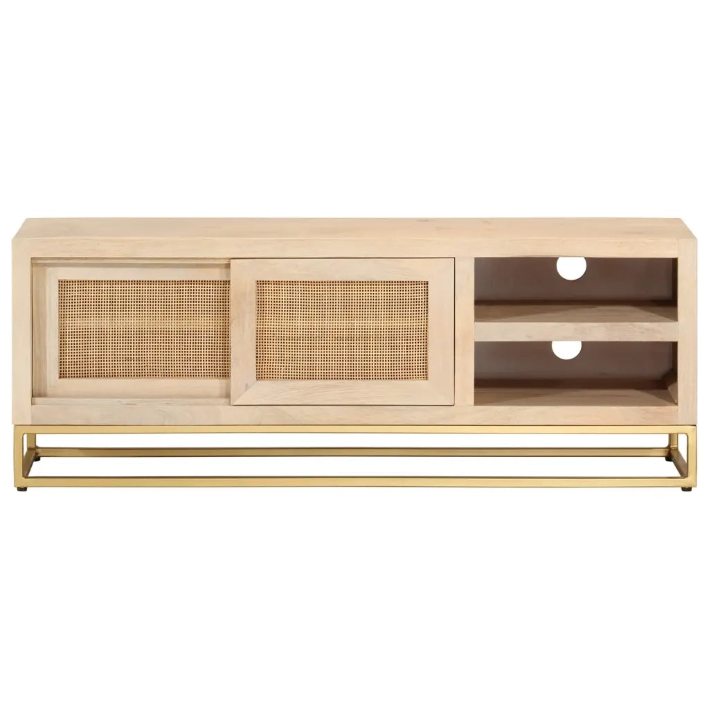 Mobile Porta TV 110x30x40 cm in Legno Massello di Mango e Ferro 372022