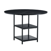 Tavolo da pranzo 2-4 posti con doppio ripiano - per cucina - MDF e metallo - 107 cm - nero