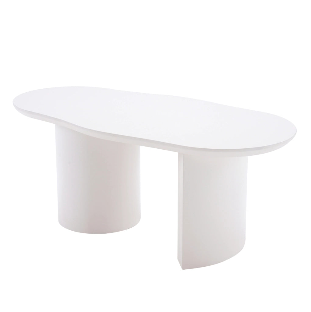 Tavolino da caffè irregolare 100 cm in MDF laccato bianco