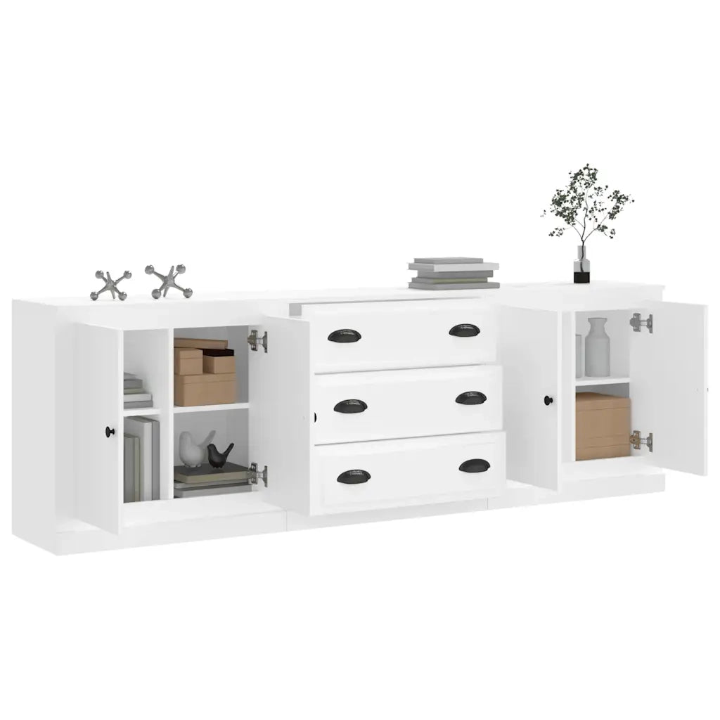 Credenze 3 pz Bianco in Legno Multistratocod mxl 116356