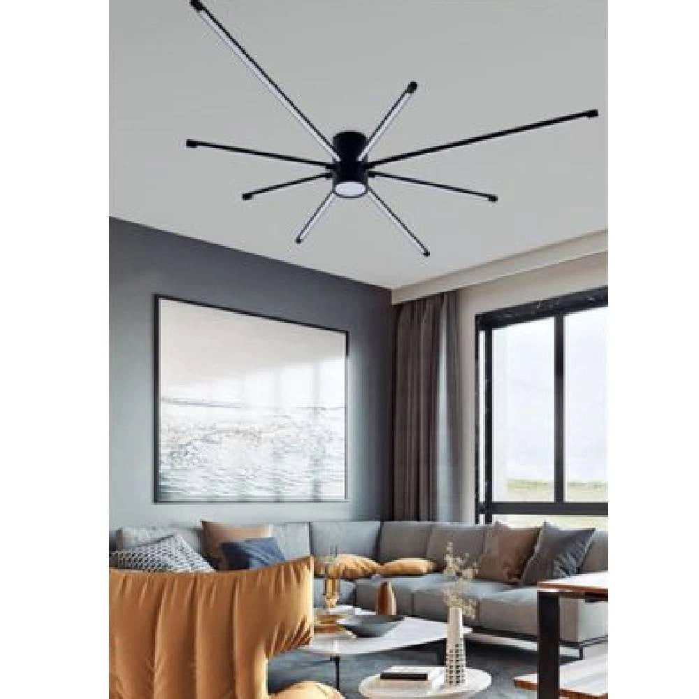 Trade Shop - Lampadario Soffitto Led 43w Plafoniera Moderna Nero Luce 6500k 3000k 4000k Pn-27n - -bianco Freddo      -