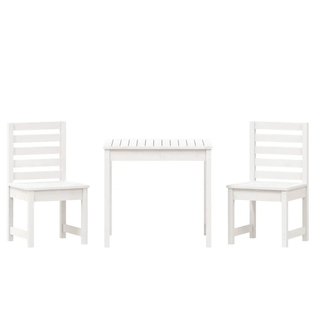 Set da Bistrot da Giardino 3pz Bianco in Legno Massello di Pino