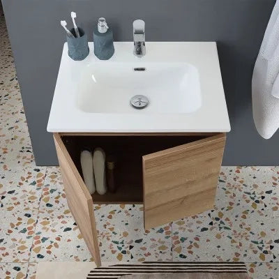 Mobile bagno sospeso 60 cm rovere africa con 2 ante soft-close Kleo