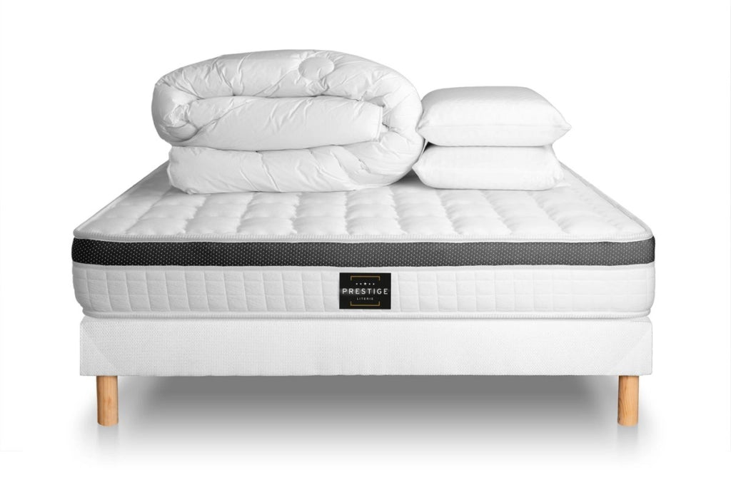 Pacchetto letto completo - Materasso 180x200cm + Box spring con doghe (kit) + 2 cuscini + Piumino - Superior