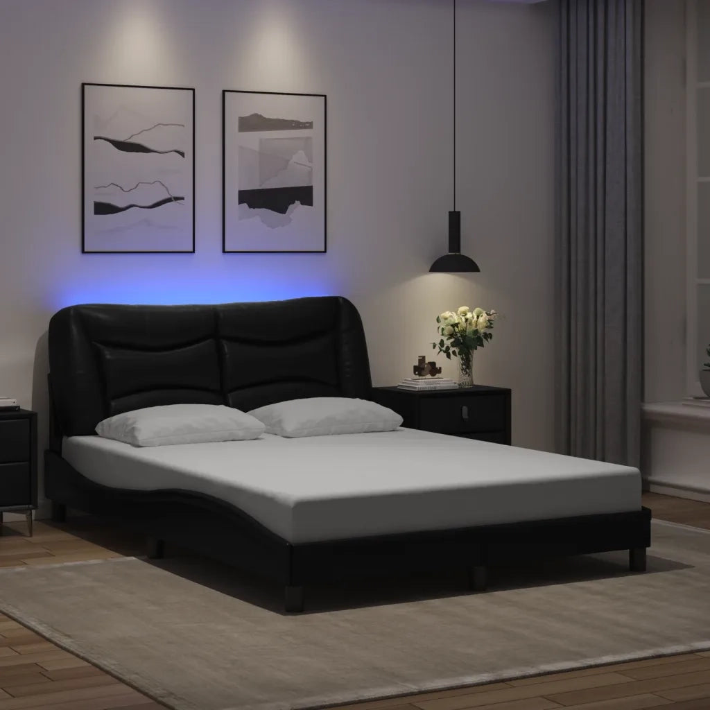 Giroletto con LED senza Materasso-Struttura Letto Hvar Nero 140x190 cm