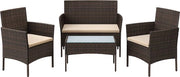Set di Mobili da Giardino 4 Pezzi - Set di Divani - Mobili da Terrazza - 2 Sedie - 1 Divano - Tavolo da Salotto - Cuscini - Marrone/Cenere