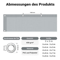 Telone occhiellato grigio 2 x 3 m resistente alle intemperie e a raggi UV, impermeabile, robusto telo di protezione in poliestere 650 g/m² con rivestimento in PVC