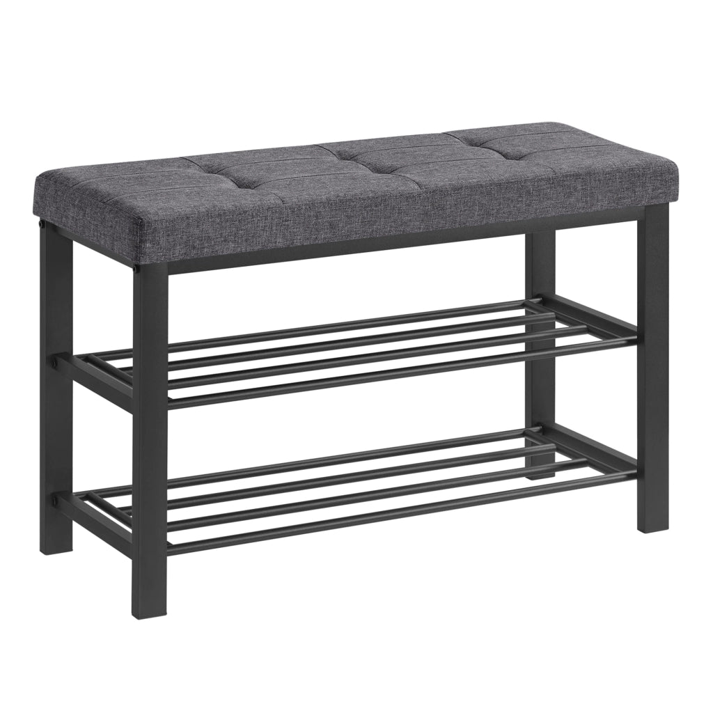 Scarpiera VALORA con seduta, grigio scuro, stile industriale LBS57GYZ