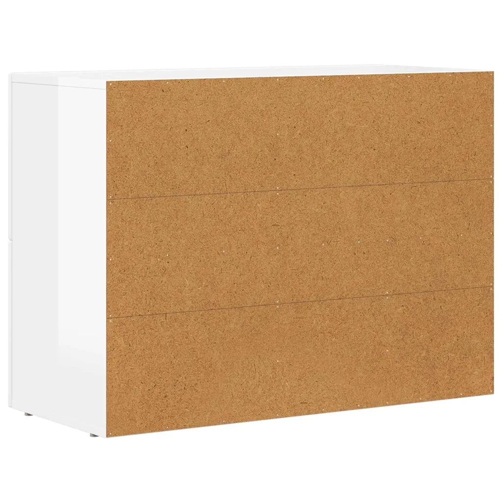 Credenza-Buffet-Armadio da cucina Bianco Lucido 80.5 x 35 x 59 cm Legno multistrato