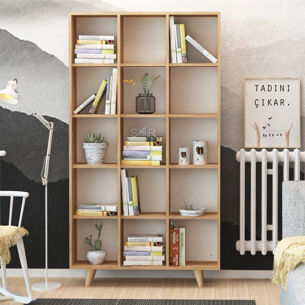 Libreria in legno "Zipa" 100 x 25 x 184 cm - Rovere