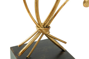 Portacandele Glam Iris 29x12,5x44 cm in Ferro e Vetro Oro e Nero