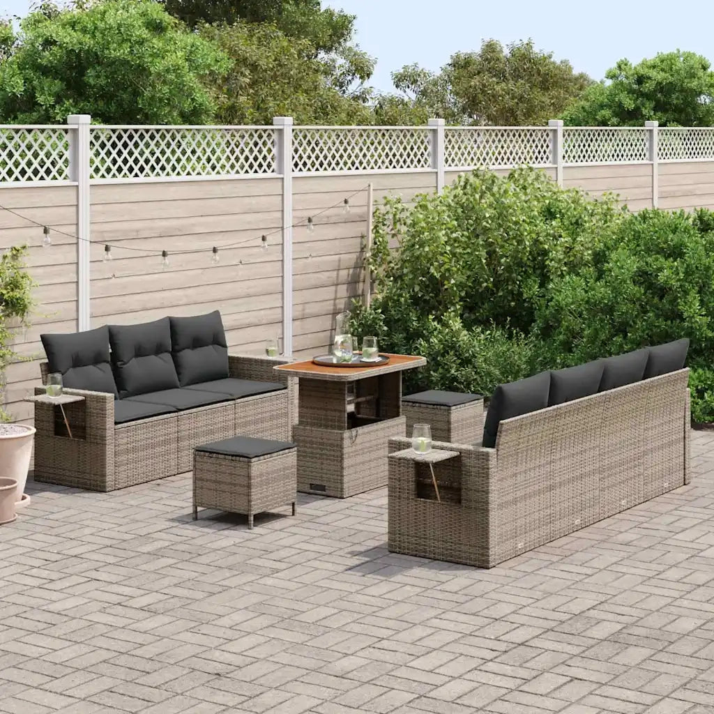 Set Divano da Giardino con cuscino 10 pcs Grigio 3363663