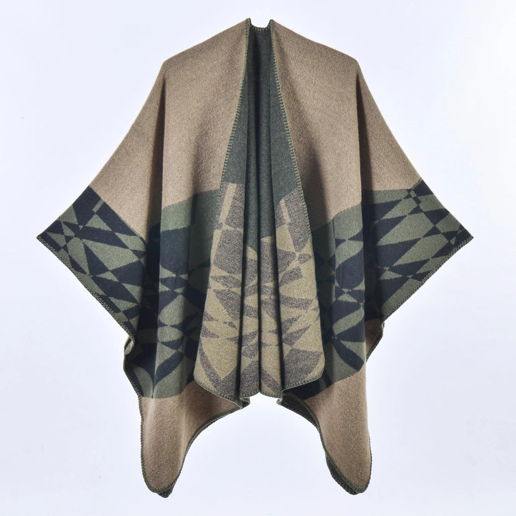 Nuova sciarpa da donna in cashmere, spessa, calda, a mantella divisa, scialle