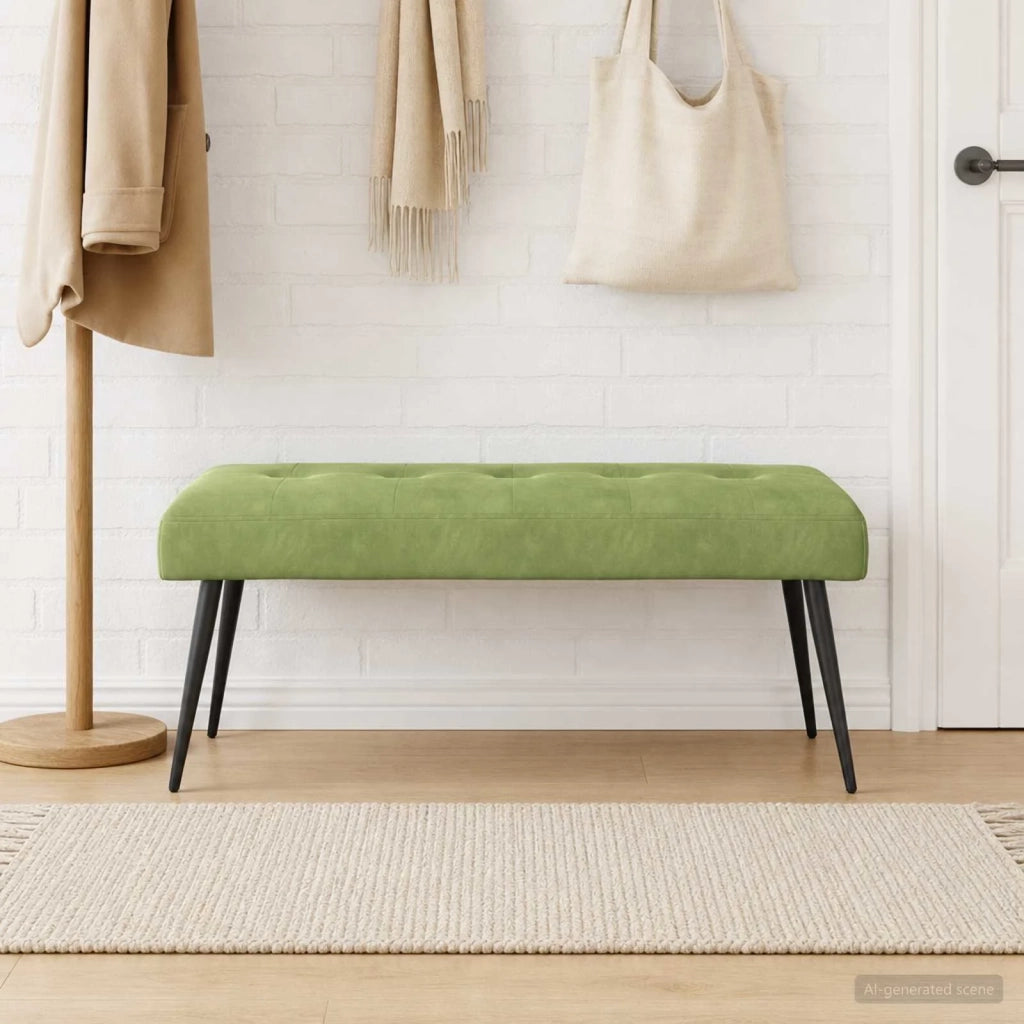 Panchina con bottoni imbottiti Verde chiaro 110 x 40 x 46 cm 42038532