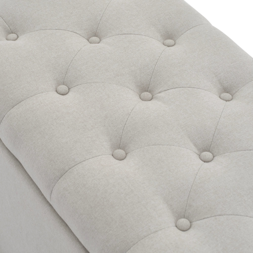 Panca Contenitore con Seduta Imbottita; Grande Capacità; Design Europeo Elegante; in Lino Grigio Chiaro