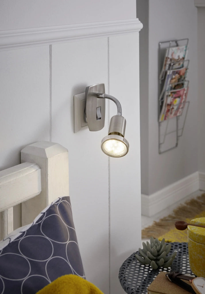 Applique Presa Moderna Mini 4 Acciaio Grigio 1 Luce Gu10 2,8