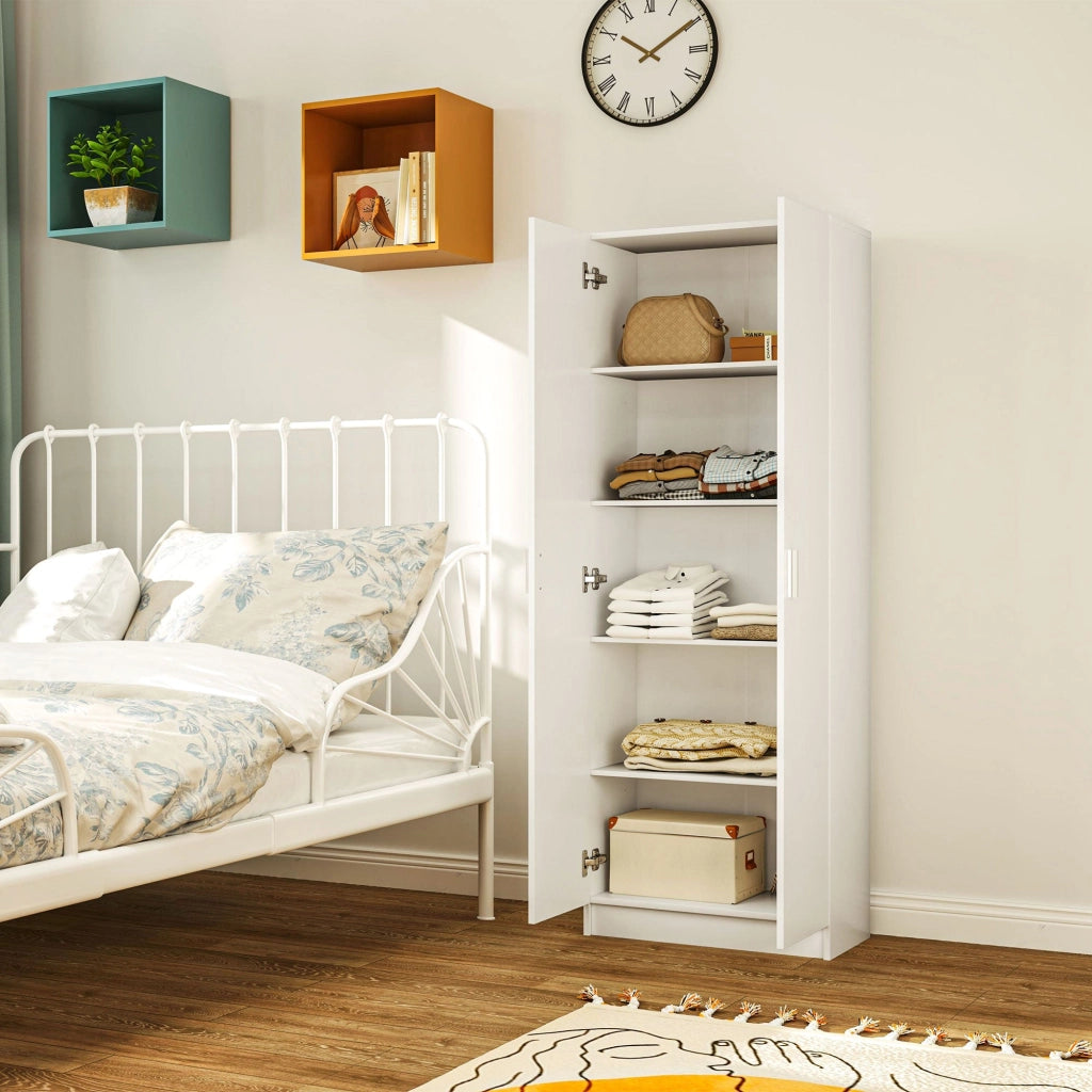 Credenza Mobile Alto Cucina  Multiuso 60x31.5x165 cm in Legno Bianco